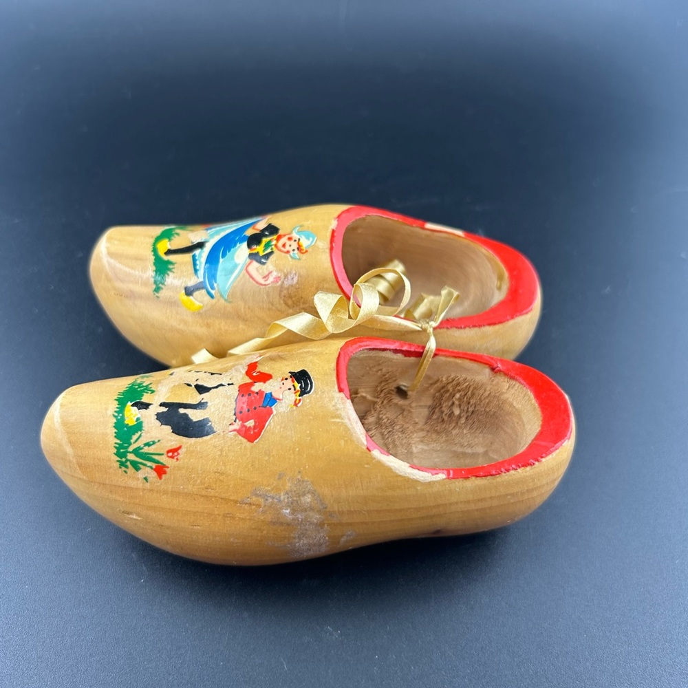 Vintage Dutch Wooden Clog Lot Hand Painted Souvenir Miniature Sabots,Home Decor - Picture 11 of 12